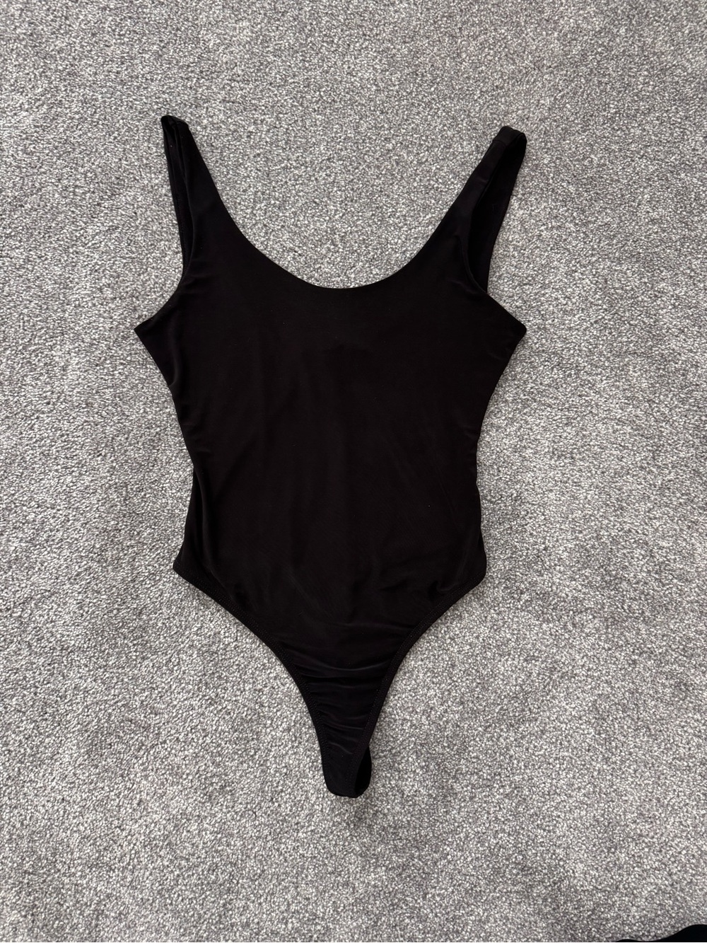 AKIRA Black Scoop Neck Stretch Thong Bodysuit Size Medium